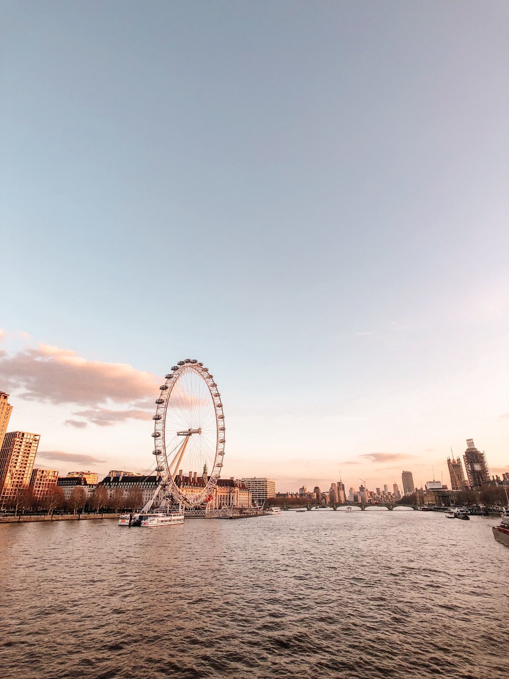 River Thames London Eye at Sunset