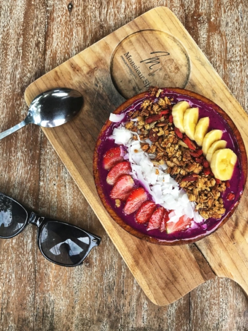 Vegan and Vegetarian breakfast Smoothie Bowl at Monsieur Spoon Canggu Bali