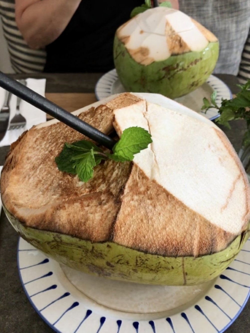 These giant coconuts were the perfect way to quench your thirst after a day of yoga or beach