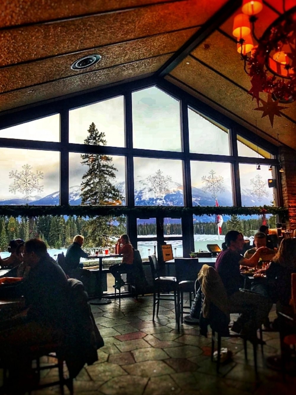 Majestic views from the Emerald Lounge in the lobby of Fairmont Jasper Park Lodge
