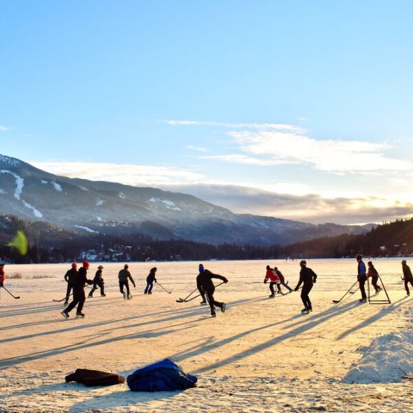 Wild Skating pond hockey in Whistler BC Canada