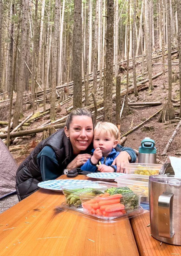 Picnic table when camping with a toddler